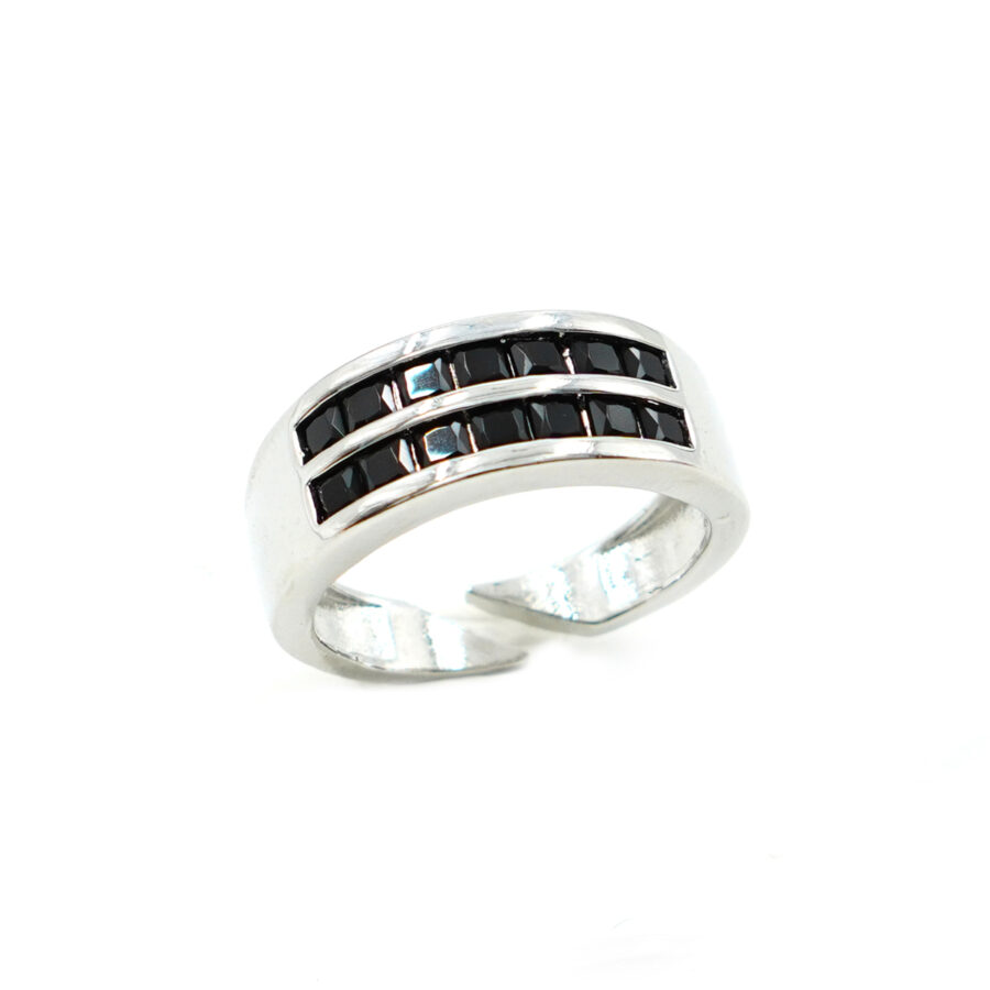 Anello fascia con zirconi neri