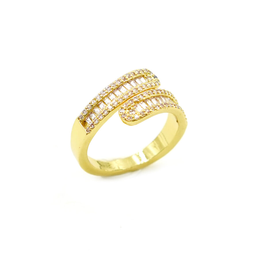 Anello fascia contrarier con zirconi bianchi
