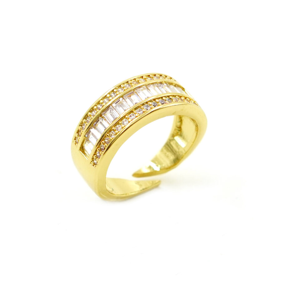 Anello fascia con zirconi bianchi