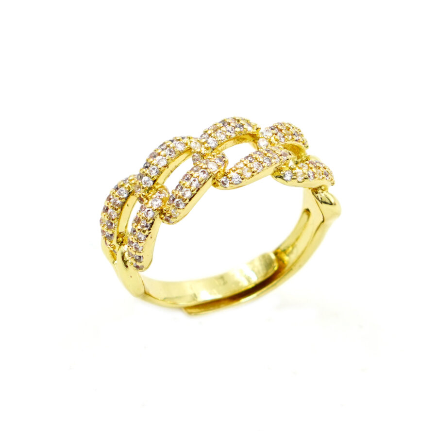 Anello catena con zirconi bianchi