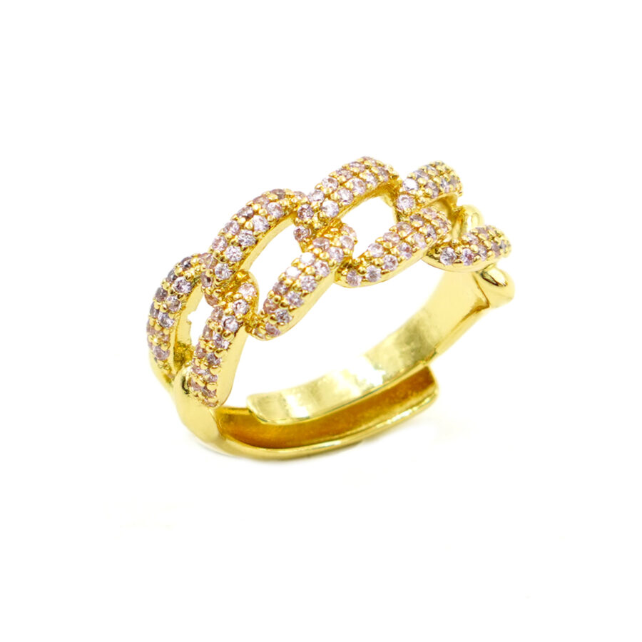 Anello catena con zirconi rosa