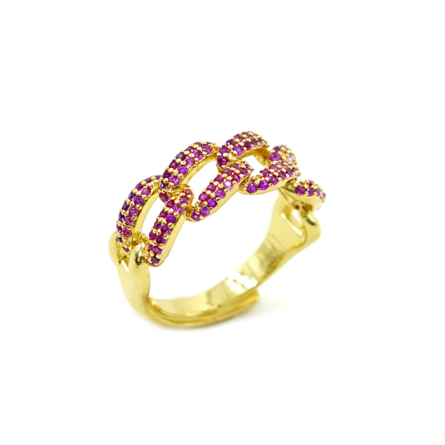 Anello catena con zirconi neri