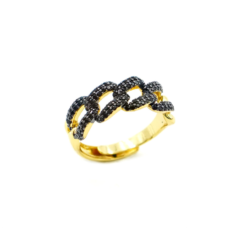 Anello catena con zirconi rossi
