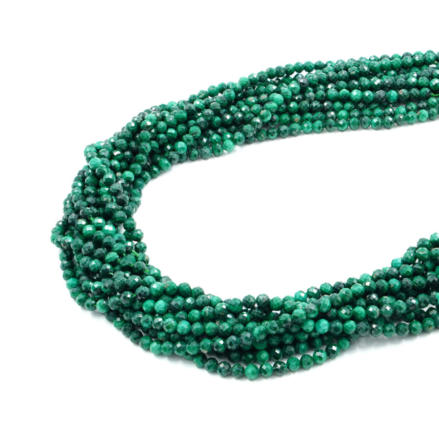 Malachite fili tondi sfaccettati 3mm a 4mm - immagine 2