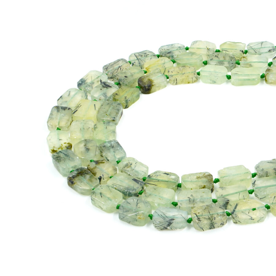 Quarzo verde tormalinato fili rettangoli 16x12mm