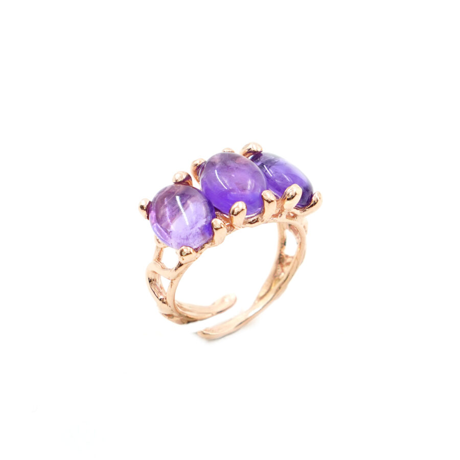 Anello Trilogy in argento con ametista – Rosè