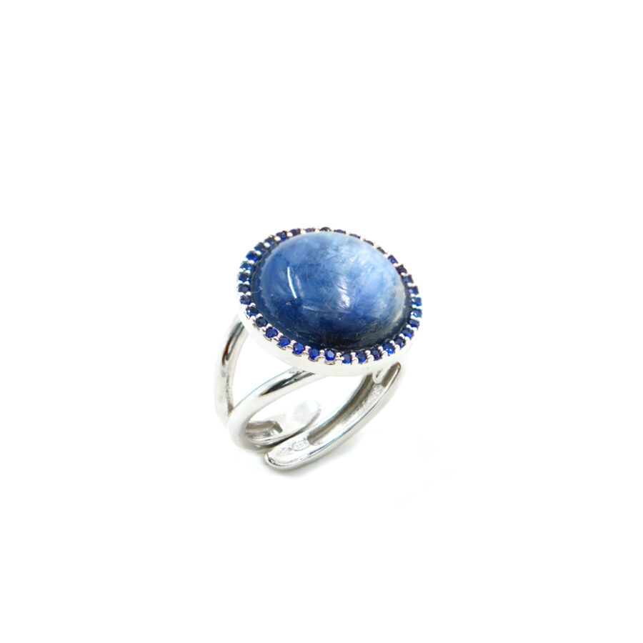 Anello in Argento con cianite e zirconi blu – Rodiato
