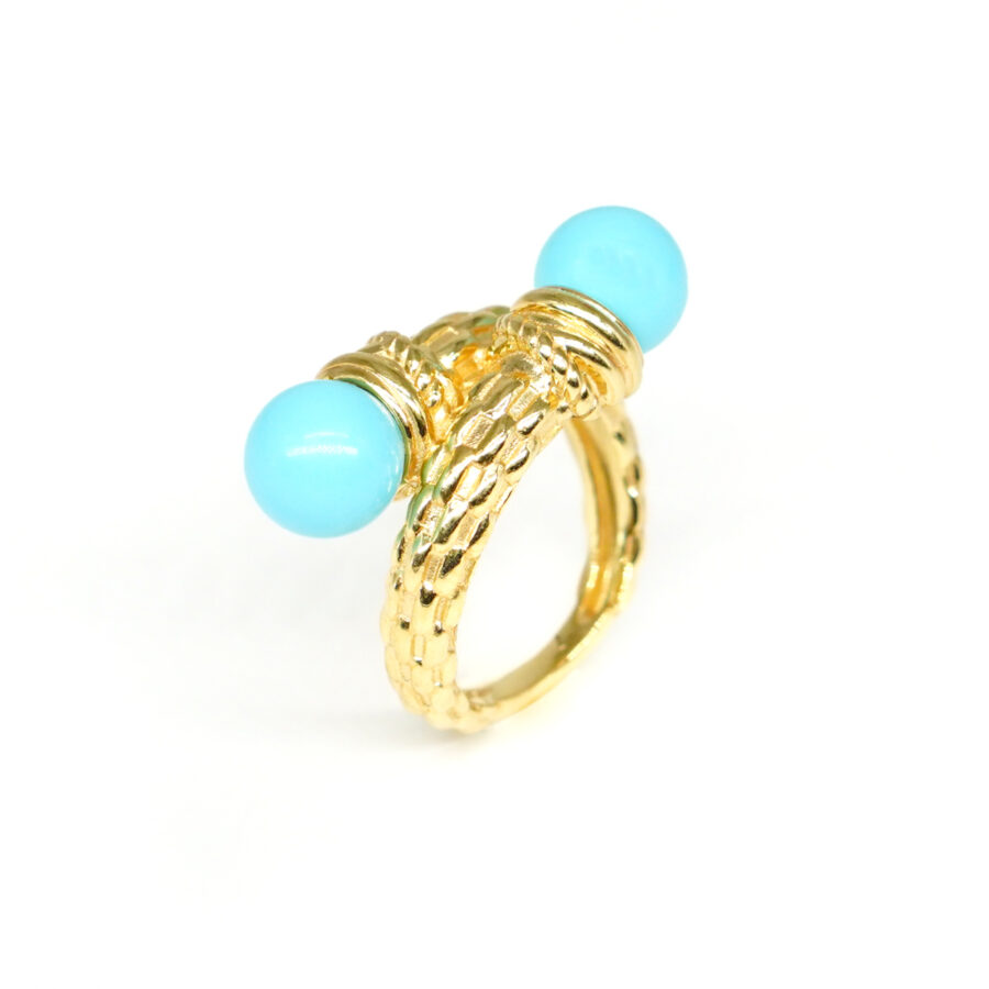 Anello Contrarier in Argento con sfere di pasta di turchese – Dorato
