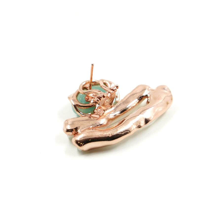 Orecchini in argento 925 con corallo bianco, amazzonite – Rose' - immagine 2