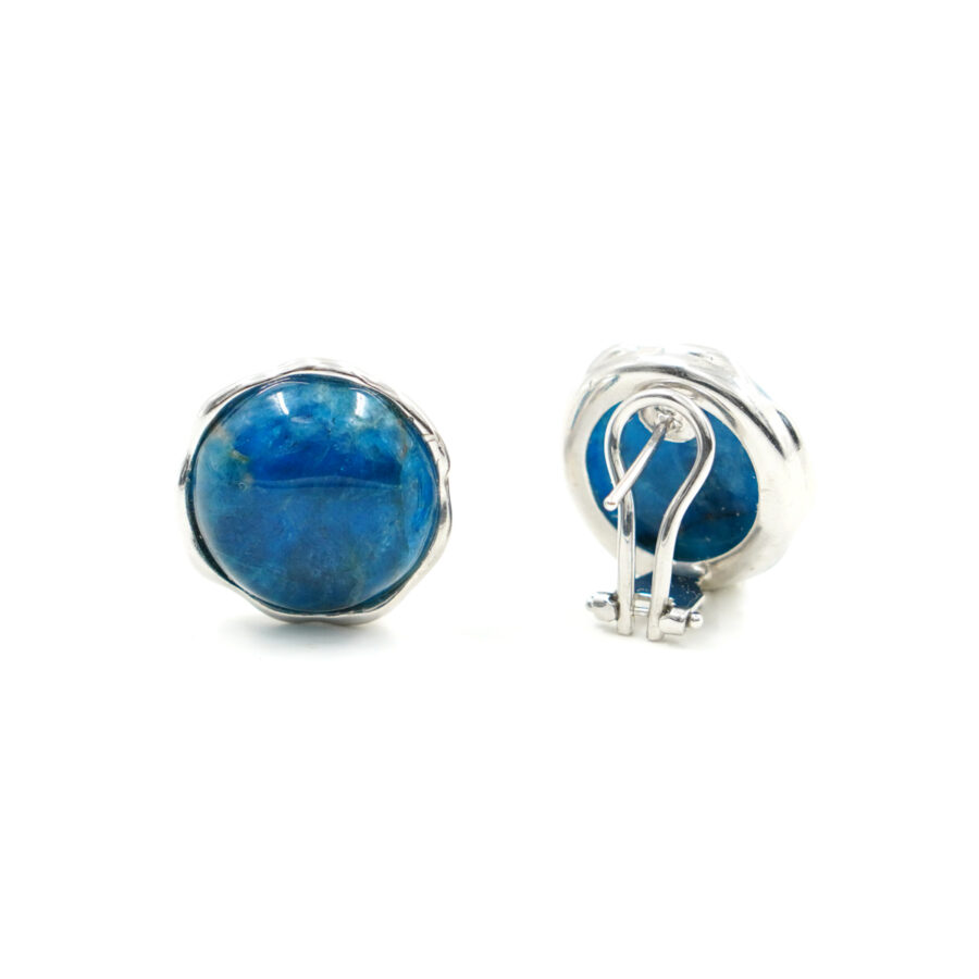 Orecchini in Argento con apatite tonda – Rodiato