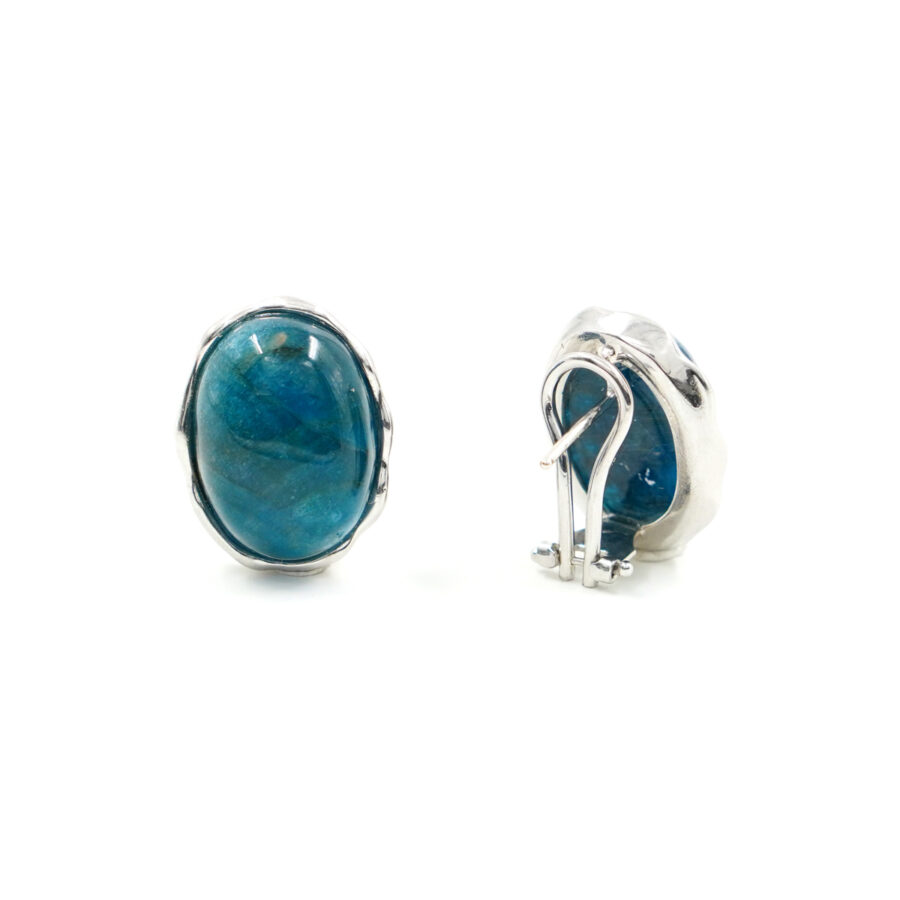 Orecchini in Argento con apatite ovale – Rodiato