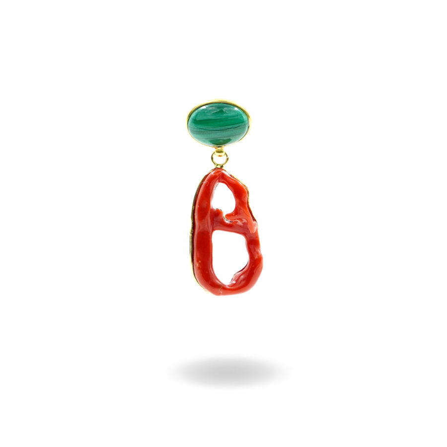 Pendenti in Argento con malachite e corallo – Dorato
