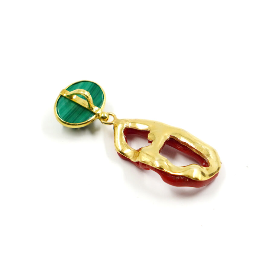 Pendenti in Argento con malachite e corallo – Dorato - immagine 2