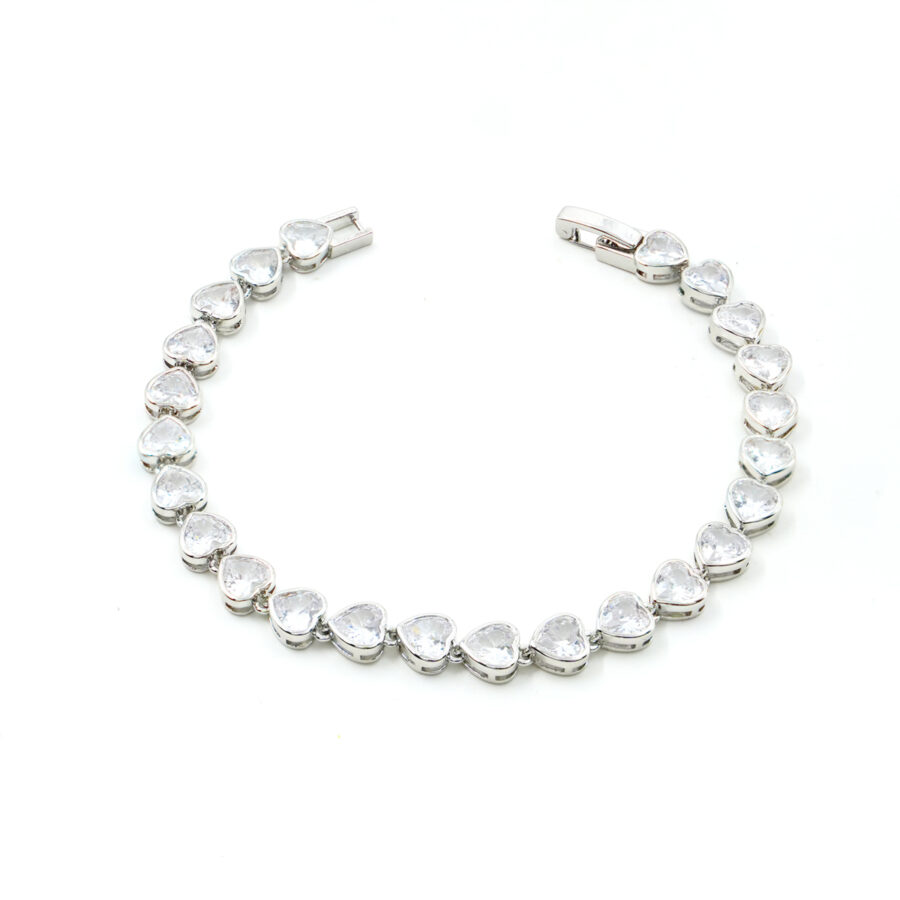 Bracciale Tennis con zirconi cuore bianchi