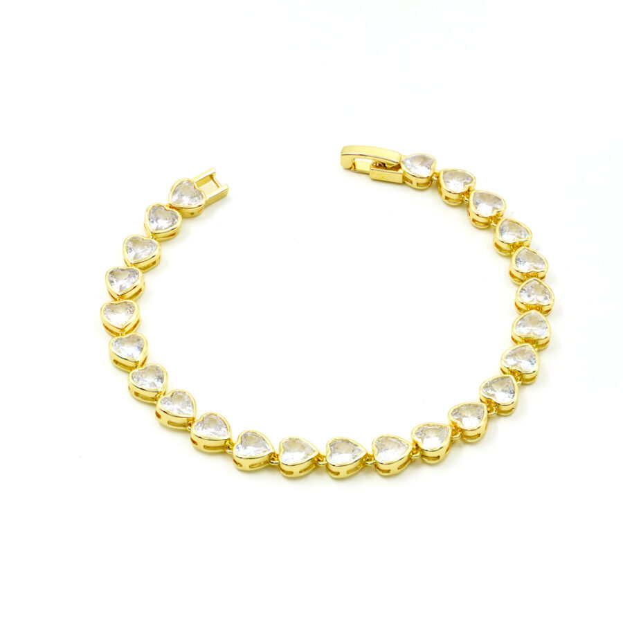 Bracciale Tennis con zirconi cuore bianchi