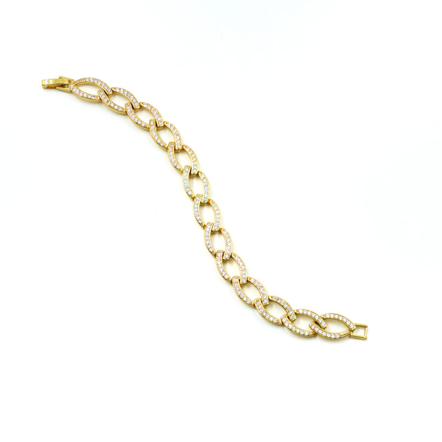 Bracciale a maglia con zirconi bianchi