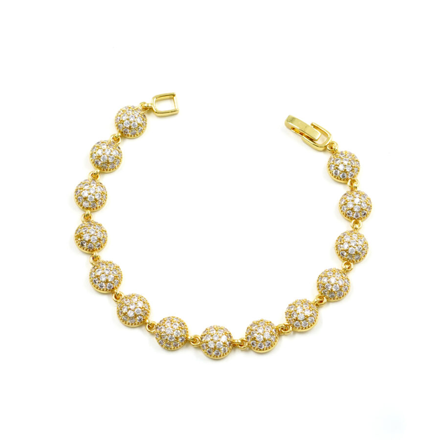 Bracciale con monete a pave' di zirconi bianchi