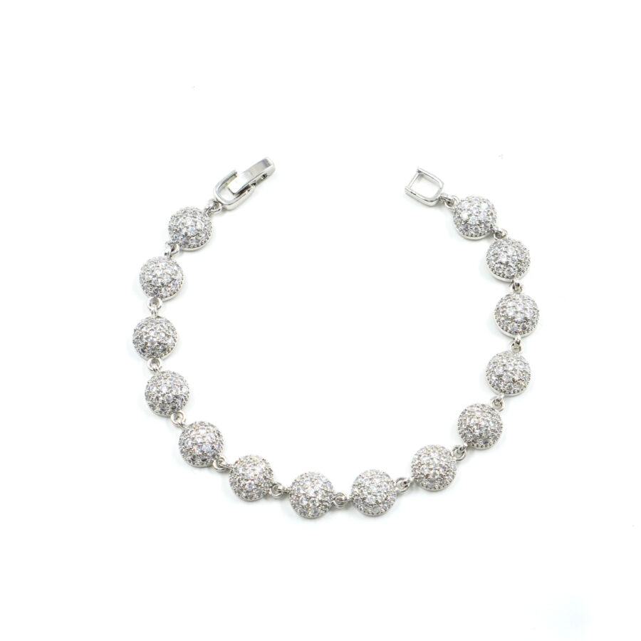 Bracciale con monete a pave' di zirconi bianchi