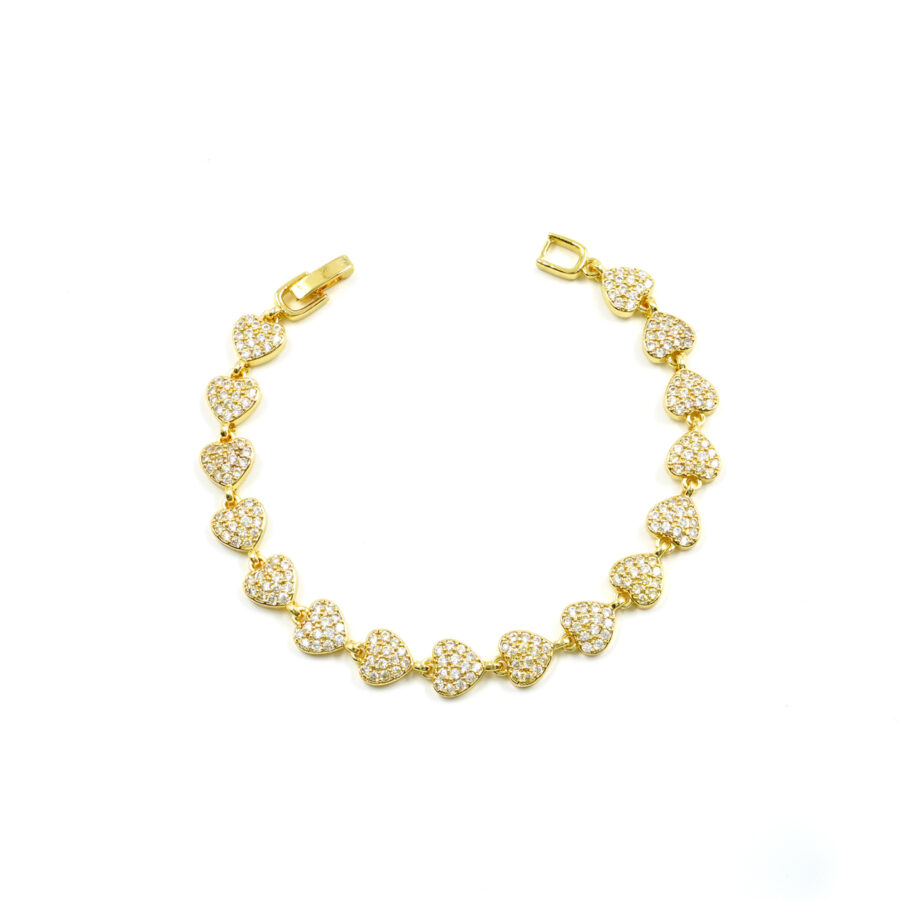 Bracciale con cuori a pave' di zirconi bianchi