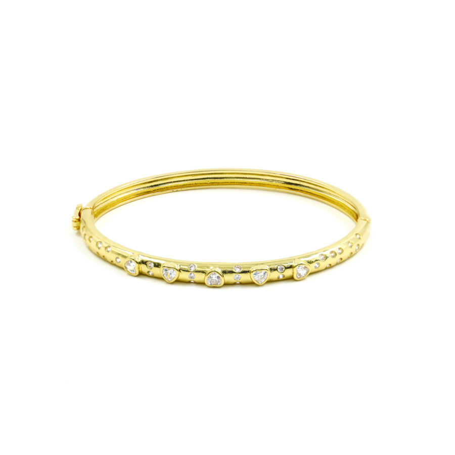 Bracciale a molla ovale con zirconi a cuore bianchi