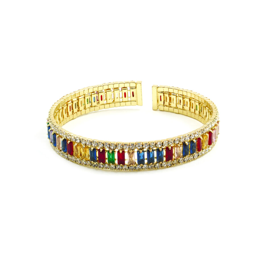 Bracciale rigido con zirconi multicolore