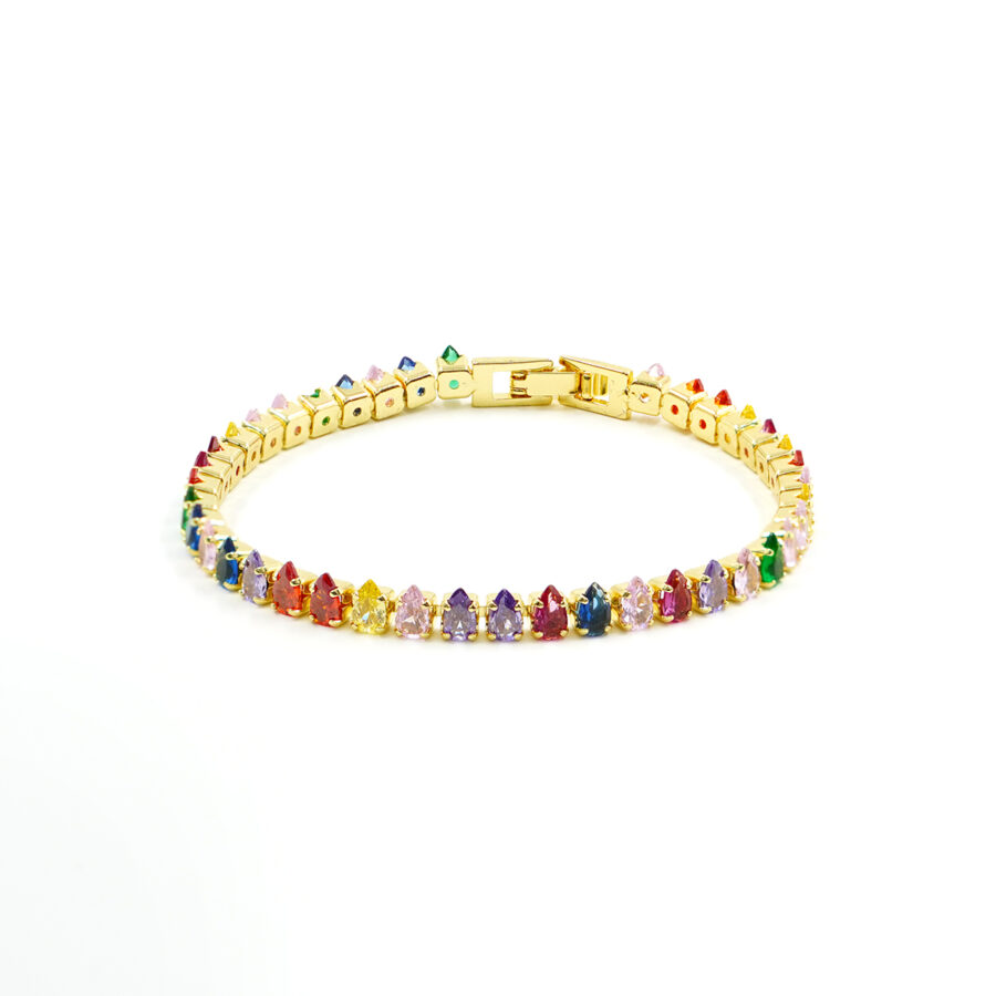 Bracciale Tennis con zirconi goccia multicolore
