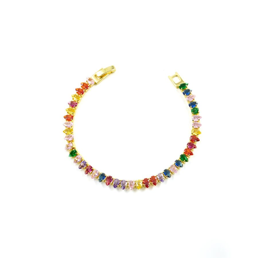 Bracciale Tennis con zirconi goccia multicolore - immagine 2