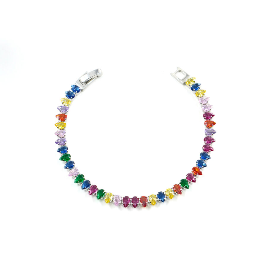 Bracciale Tennis con zirconi goccia multicolore - immagine 2