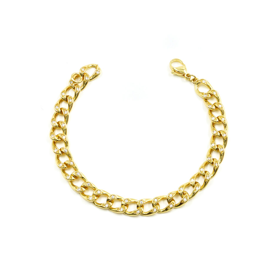 Bracciale a maglia con zirconi bianchi