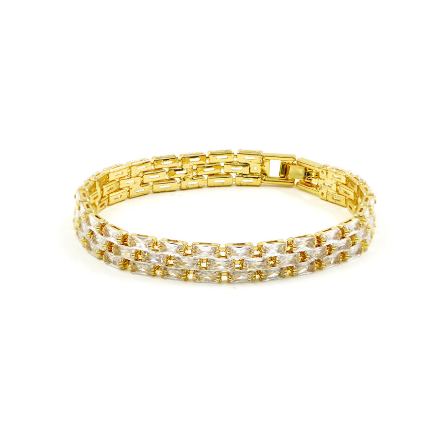 Bracciale Tennis a fascia con zirconi bianchi taglio baguette