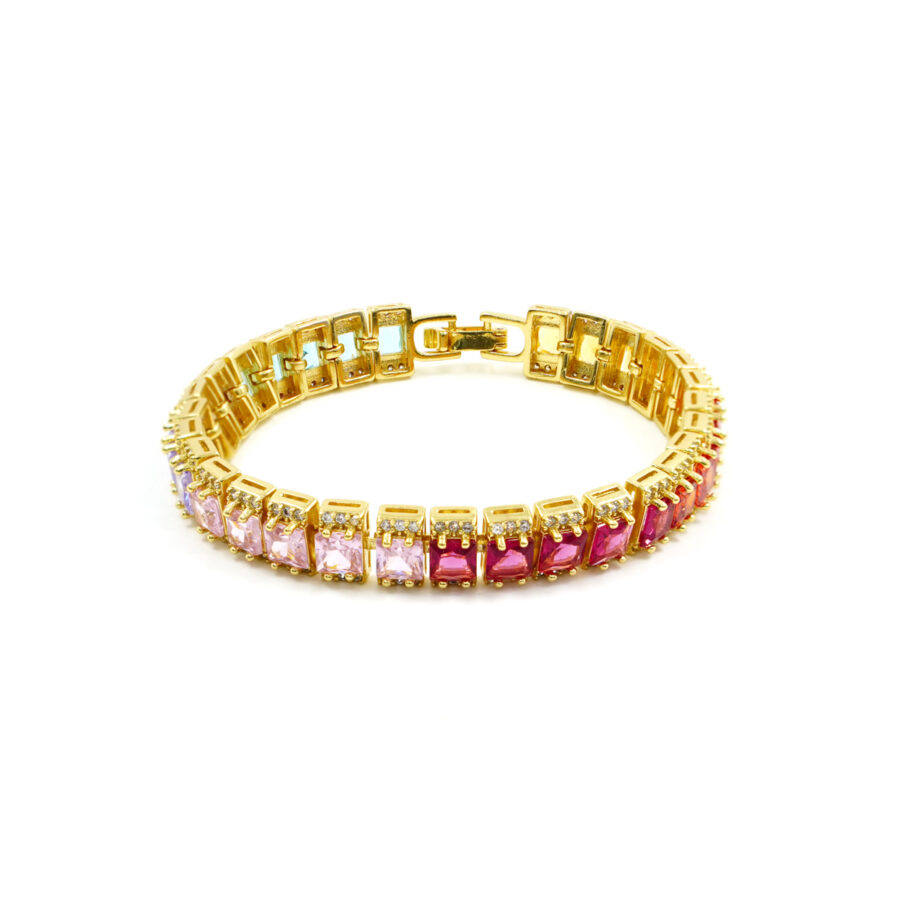 Bracciale Tennis con zirconi taglio baguette multicolore