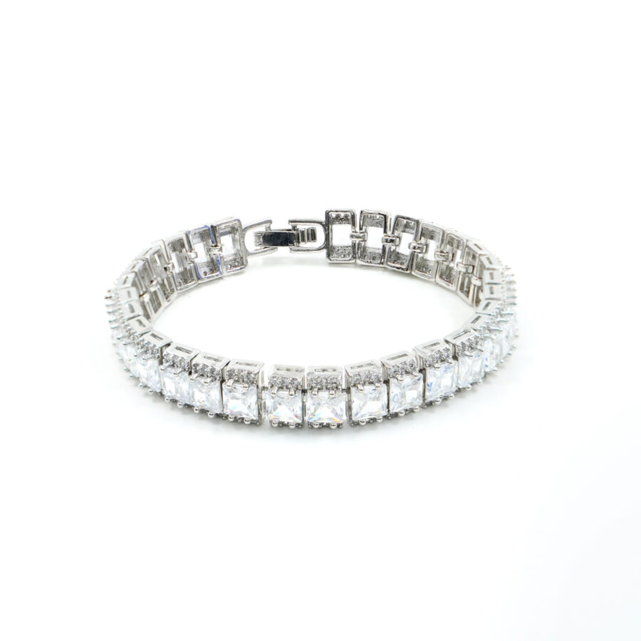 Bracciale Tennis con zirconi taglio baguette bianchi