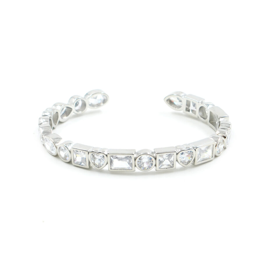 Bracciale rigido con zirconi bianchi multiforma