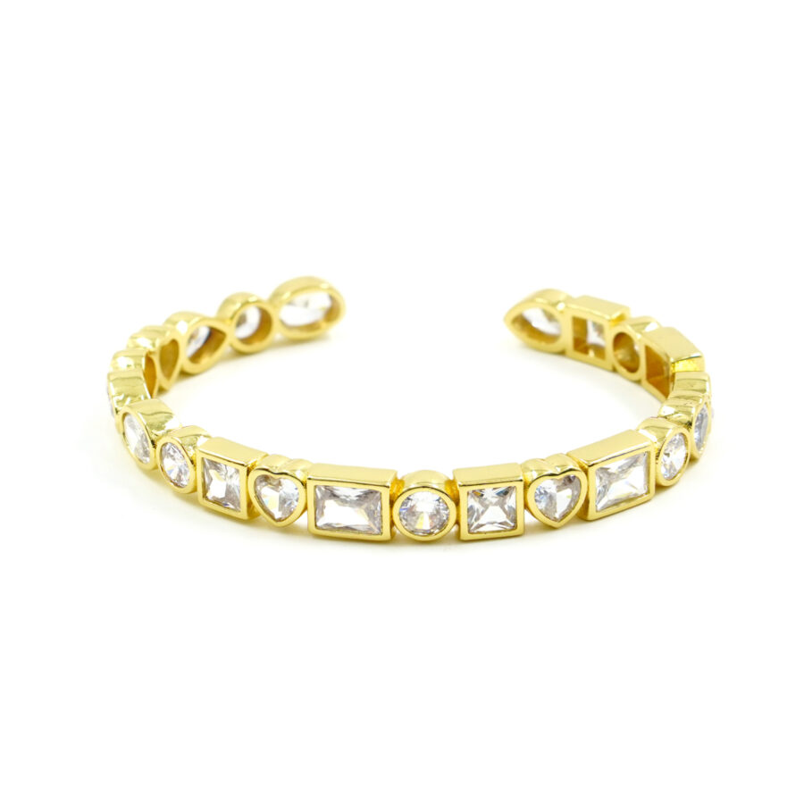 Bracciale rigido con zirconi bianchi multiforma