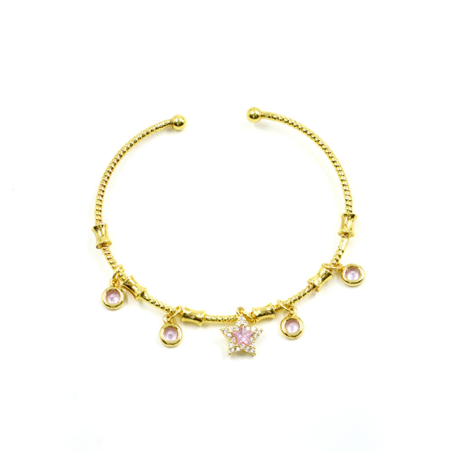 Bracciale rigido con charms zirconati
