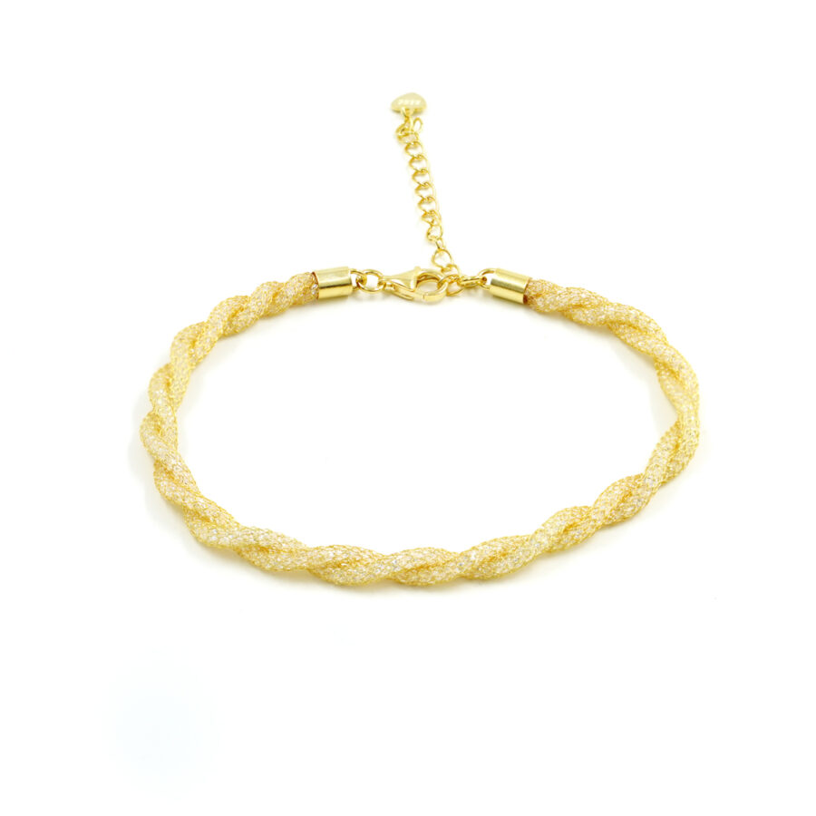 Bracciale a rete forma corda con zirconi bianchi