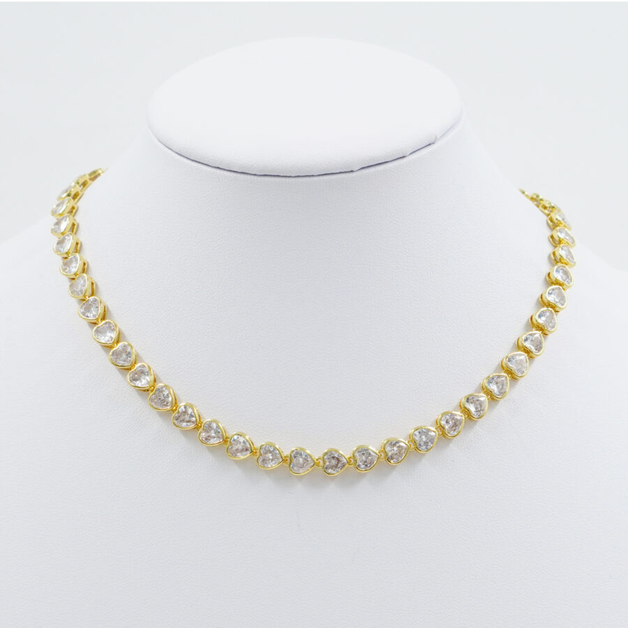 Collana Tennis con zirconi cuore bianchi