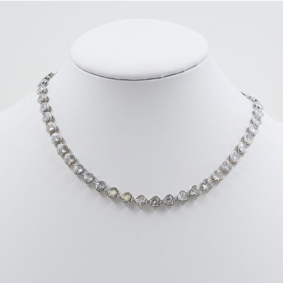 Collana Tennis con zirconi cuore bianchi