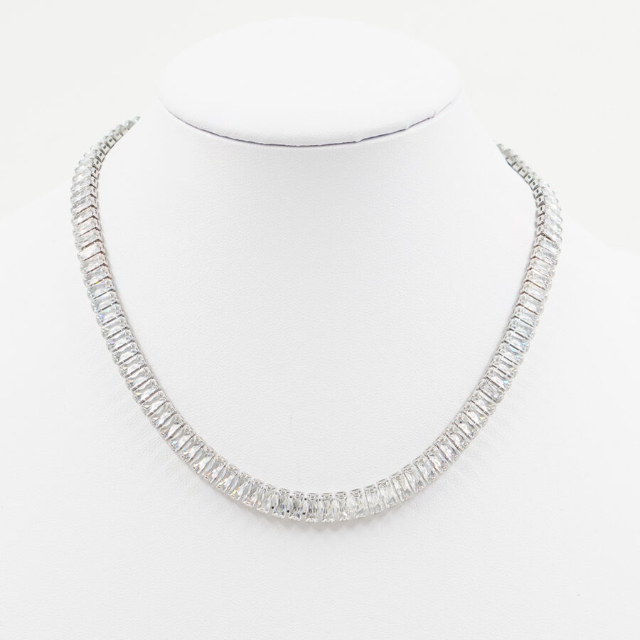 Collana Tennis con zirconi taglio baguette bianchi