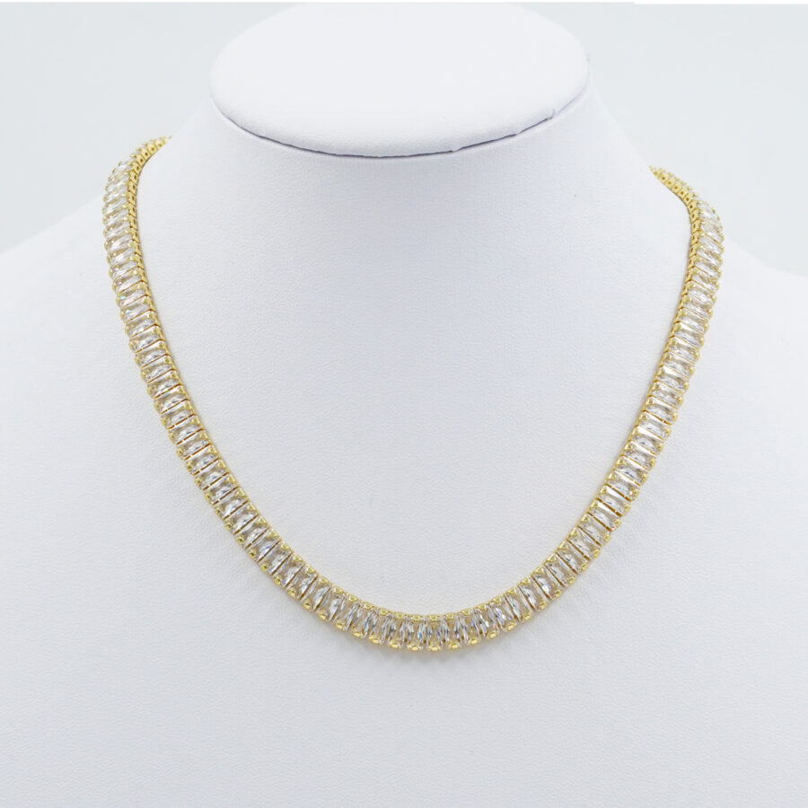Collana Tennis con zirconi taglio baguette bianchi