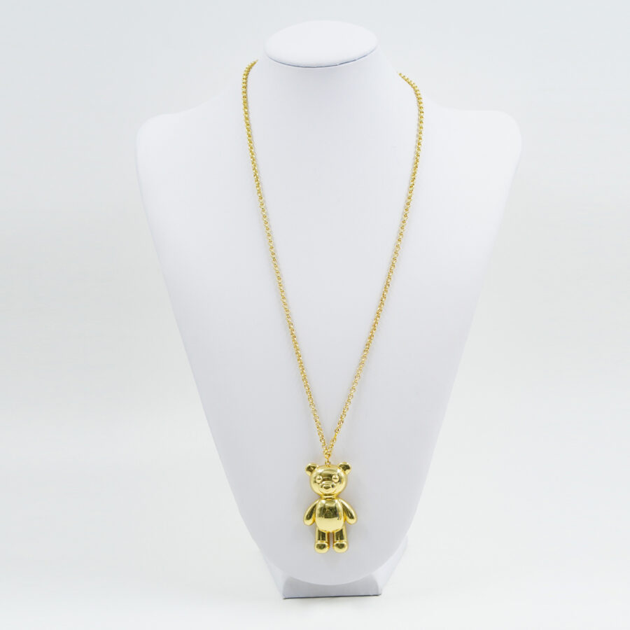 Collana rollo' martellata con ciondolo orsacchiotto