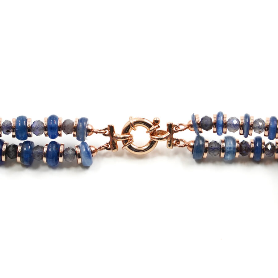 Collana Multifilo con cianite, iolite, ematite, corallo, chiusura in argento – Rosè - immagine 4