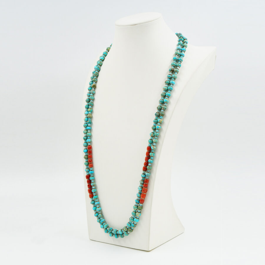 Collana Multifilo con diaspro imperiale, amazzonite, ematite, corallo, chiusura in argento – Dorato - immagine 3