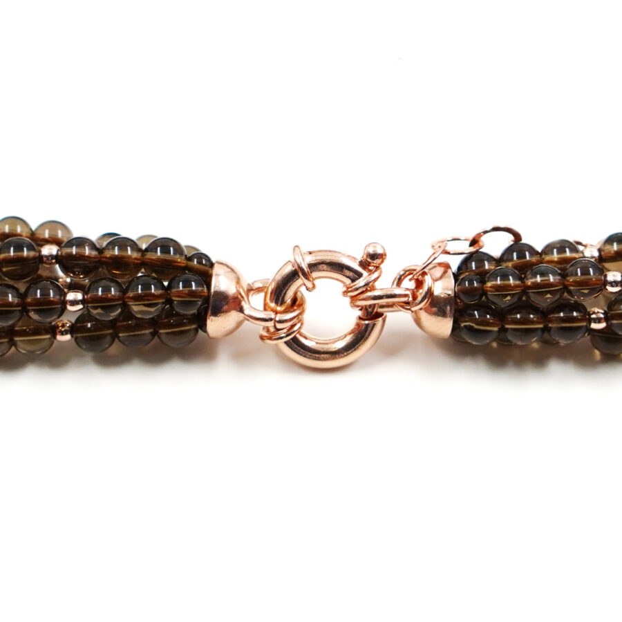 Collana Multifilo con quarzo fumè, pasta di turchese, chiusura in argento – Rosè - immagine 3