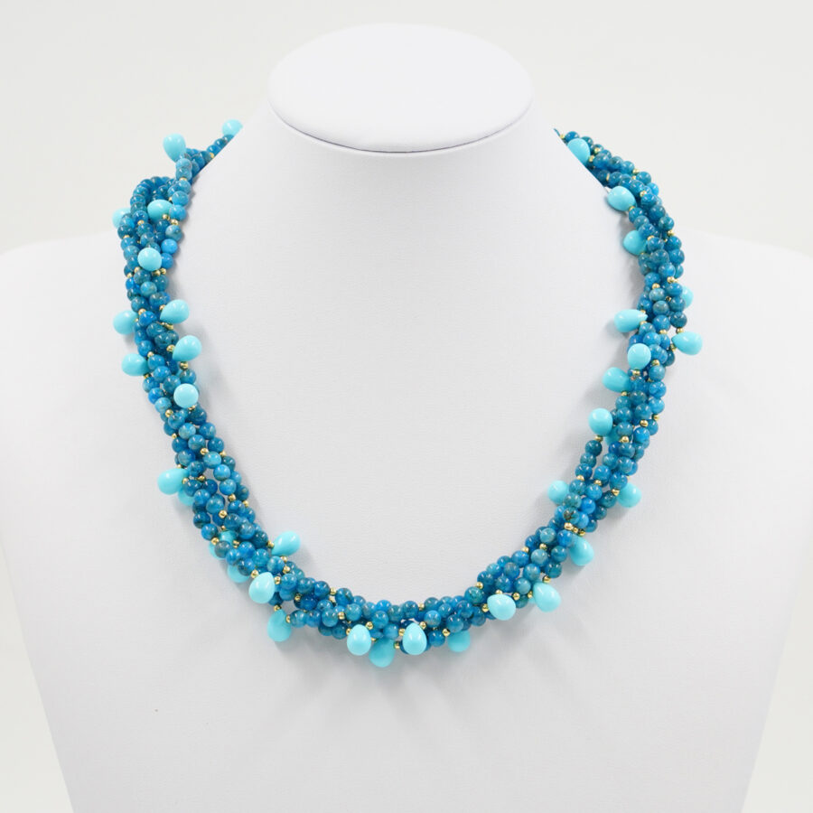 Collana Multifilo con apatite, pasta di turchese, chiusura in argento – Rosè - immagine 2