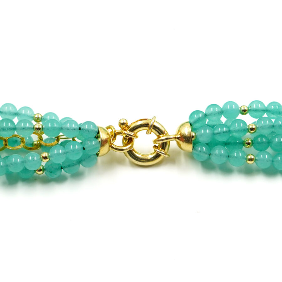 Collana Multifilo con quarzo spugna verde, pasta di turchese, chiusura in argento – Dorato - immagine 3