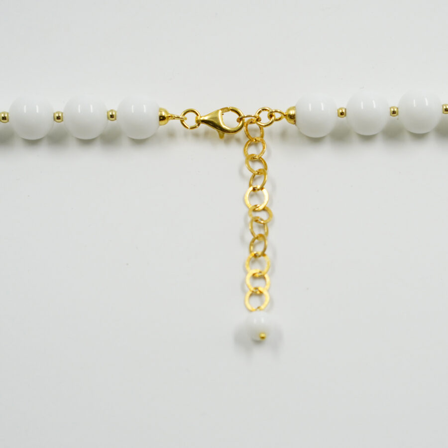 Collana con agata bianca, pasta di turchese, chiusura in argento - Dorato - immagine 3