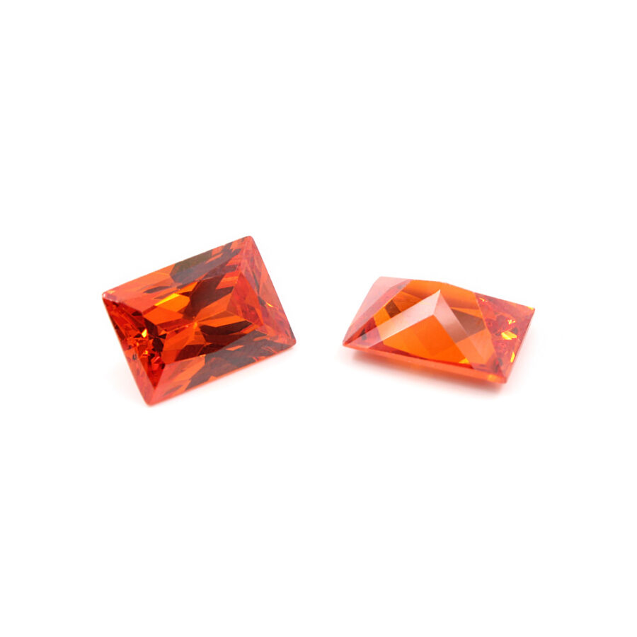 Zirconi arancio taglio rettangolare 10x14mm <strong>[Buste da 5pz]</strong>