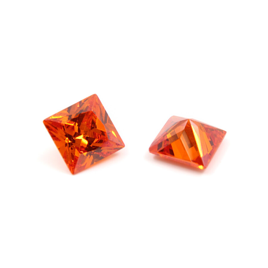 Buste di Zirconi arancio taglio quadrato 4mm a 8mm