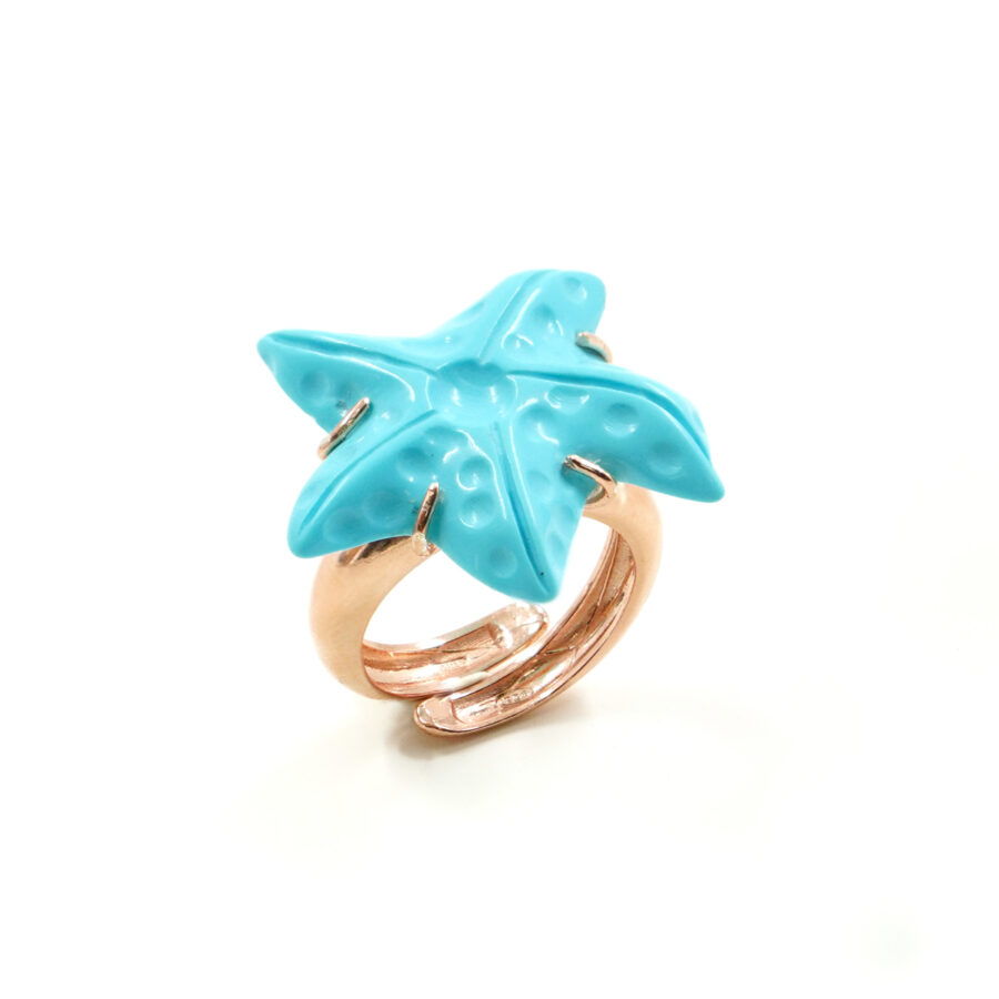 Anello in argento con stella marina in pasta di turchese – Rosè